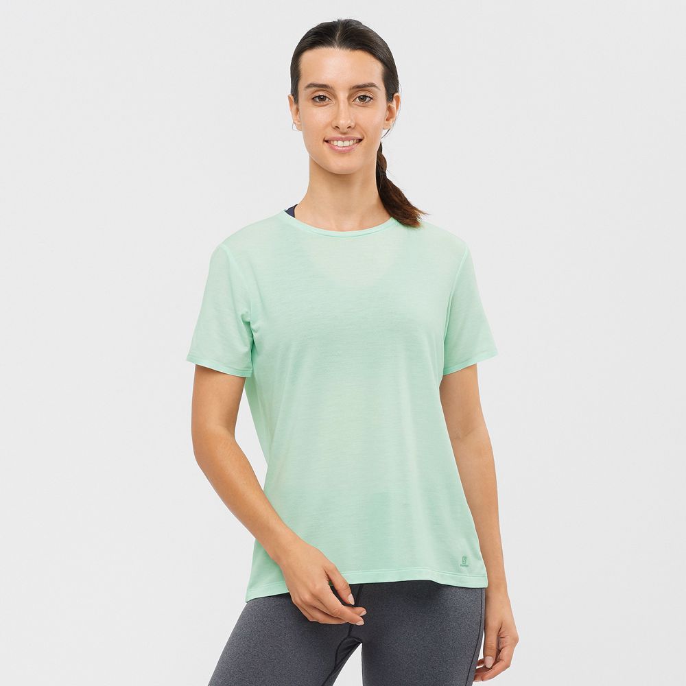 Salomon ESSENTIAL TENCEL Camisetas Mujer - Azules - Colombia (79846-LKFI)